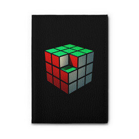 Обложка для автодокументов с принтом Кубик Рубика , натуральная кожа |  размер 19,9*13 см; внутри 4 больших “конверта” для документов и один маленький отдел — туда идеально встанут права | 3d | головоломка | игры | кубик | мозг | недостающий | рубика | элемент