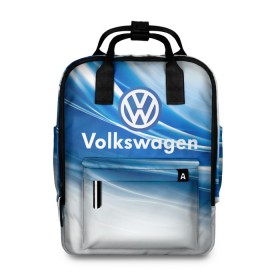 Женский рюкзак 3D с принтом Volkswagen. , 100% полиэстер | лямки с регулируемой длиной, сверху ручки, чтобы рюкзак нести как сумку. Основное отделение закрывается на молнию, как и внешний карман. Внутри два дополнительных кармана, один из которых закрывается на молнию. По бокам два дополнительных кармашка, куда поместится маленькая бутылочка
 | 2020 | car | sport | volkswagen | авто | автомобильные | бренд | вирус | коронавирус | марка | машина | новый лого | спорт | стиль | фольксваген