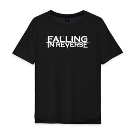 Мужская футболка хлопок Oversize с принтом Falling in Reverse , 100% хлопок | свободный крой, круглый ворот, “спинка” длиннее передней части | Тематика изображения на принте: falling in reverse | logo | rock | ronnie radke | лого | рок | ронни радке