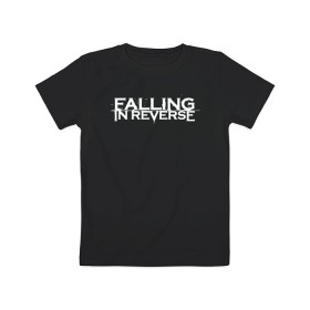 Детская футболка хлопок с принтом Falling in Reverse , 100% хлопок | круглый вырез горловины, полуприлегающий силуэт, длина до линии бедер | falling in reverse | logo | rock | ronnie radke | лого | рок | ронни радке