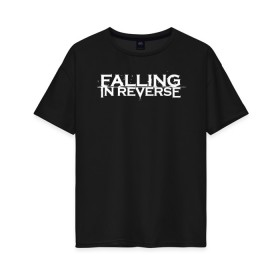 Женская футболка хлопок Oversize с принтом Falling in Reverse , 100% хлопок | свободный крой, круглый ворот, спущенный рукав, длина до линии бедер
 | falling in reverse | logo | rock | ronnie radke | лого | рок | ронни радке