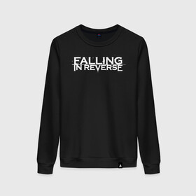 Женский свитшот хлопок с принтом Falling in Reverse , 100% хлопок | прямой крой, круглый вырез, на манжетах и по низу широкая трикотажная резинка  | falling in reverse | logo | rock | ronnie radke | лого | рок | ронни радке