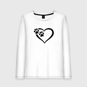 Женский лонгслив хлопок с принтом СЕРДЕЧКО , 100% хлопок |  | animals | cat | dog | footprints | heart | love | paws | prints | romance | valentines day | wolf | амур | валентинка | влюбленные | волк | день святого валентина | животные | кот | лапы | любовь | отпечатки | романтика | сердечко | сердце