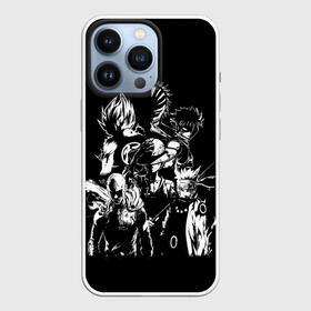 Чехол для iPhone 13 Pro с принтом Главные герои твоих любимых аниме тайтлов Ч Б ,  |  | anime heroes | gintama | high school dxd | no game no life | one piece | re:creators | satsuriku no tenshi | shokugeki no soma | sword art online | violet evergarden | аниме герои | атака на титанов | б | без игры жизни нет | бездомный бог | 