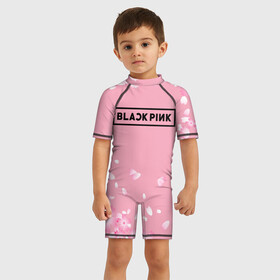 Детский купальный костюм 3D с принтом BLACKPINK , Полиэстер 85%, Спандекс 15% | застежка на молнии на спине | black  pink | blackpink | jennie | jisoo | k pop | lalisa | группа | к поп | корейская группа | розовый | черный