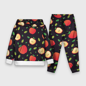 Детский костюм 3D (с толстовкой) с принтом Яблочный узор ,  |  | Тематика изображения на принте: узор | узоры | фрукт | фрукты | яблоки | яблоко | ягода | ягоды