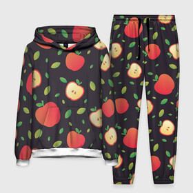 Мужской костюм 3D (с толстовкой) с принтом Яблочный узор ,  |  | узор | узоры | фрукт | фрукты | яблоки | яблоко | ягода | ягоды