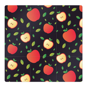 Магнитный плакат 3Х3 с принтом Яблочный узор , Полимерный материал с магнитным слоем | 9 деталей размером 9*9 см | узор | узоры | фрукт | фрукты | яблоки | яблоко | ягода | ягоды