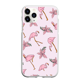 Чехол для iPhone 11 Pro Max матовый с принтом Розовый фламинго , Силикон |  | doodling | textures | tiles | дудлинг | лист | листья | паттерн | природа | птица | птицы | розовый | розовый фламинго | тайлы | текстуры | узор | узоры | фламинго | фон | цветок | цветы