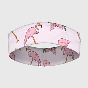 Повязка на голову 3D с принтом Розовый фламинго ,  |  | doodling | textures | tiles | дудлинг | лист | листья | паттерн | природа | птица | птицы | розовый | розовый фламинго | тайлы | текстуры | узор | узоры | фламинго | фон | цветок | цветы