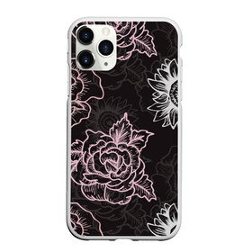 Чехол для iPhone 11 Pro Max матовый с принтом Цветочный узор , Силикон |  | art | doodling | textures | tiles | арт | дудлинг | лист | листья | паттерн | природа | роза | розы | тайлы | текстуры | узор | узоры | фон | цветок | цветы