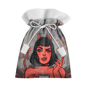 Подарочный 3D мешок с принтом КОФЕЕК , 100% полиэстер | Размер: 29*39 см | Тематика изображения на принте: coffee | demon | girl | демон | дьявол | кофе | суккуба