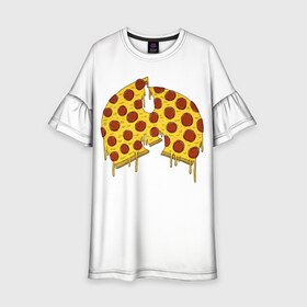 Детское платье 3D с принтом Pizza Clan , 100% полиэстер | прямой силуэт, чуть расширенный к низу. Круглая горловина, на рукавах — воланы | Тематика изображения на принте: ghostface | method man | pizza | rap | rza | wu tang | ву танг | еда | метод мен | пицца | рэп