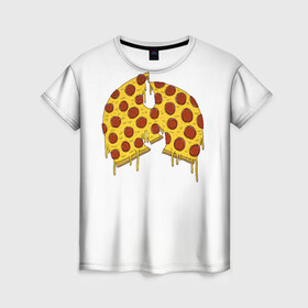 Женская футболка 3D с принтом Pizza Clan , 100% полиэфир ( синтетическое хлопкоподобное полотно) | прямой крой, круглый вырез горловины, длина до линии бедер | ghostface | method man | pizza | rap | rza | wu tang | ву танг | еда | метод мен | пицца | рэп