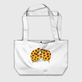 Пляжная сумка 3D с принтом Pizza Clan , 100% полиэстер | застегивается на металлическую кнопку; внутренний карман застегивается на молнию. Стенки укреплены специальным мягким материалом, чтобы защитить содержимое от несильных ударов
 | ghostface | method man | pizza | rap | rza | wu tang | ву танг | еда | метод мен | пицца | рэп