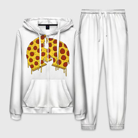 Мужской костюм 3D с принтом Pizza Clan , 100% полиэстер | Манжеты и пояс оформлены тканевой резинкой, двухслойный капюшон со шнурком для регулировки, карманы спереди | ghostface | method man | pizza | rap | rza | wu tang | ву танг | еда | метод мен | пицца | рэп