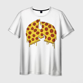 Мужская футболка 3D с принтом Pizza Clan , 100% полиэфир | прямой крой, круглый вырез горловины, длина до линии бедер | Тематика изображения на принте: ghostface | method man | pizza | rap | rza | wu tang | ву танг | еда | метод мен | пицца | рэп
