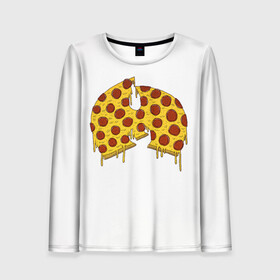 Женский лонгслив 3D с принтом Pizza Clan , 100% полиэстер | длинные рукава, круглый вырез горловины, полуприлегающий силуэт | ghostface | method man | pizza | rap | rza | wu tang | ву танг | еда | метод мен | пицца | рэп