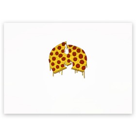 Поздравительная открытка с принтом Pizza Clan , 100% бумага | плотность бумаги 280 г/м2, матовая, на обратной стороне линовка и место для марки
 | Тематика изображения на принте: ghostface | method man | pizza | rap | rza | wu tang | ву танг | еда | метод мен | пицца | рэп