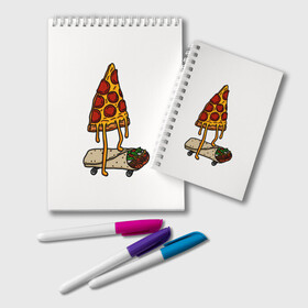 Блокнот с принтом ПИЦЦА НА ШАВЕРМЕ , 100% бумага | 48 листов, плотность листов — 60 г/м2, плотность картонной обложки — 250 г/м2. Листы скреплены удобной пружинной спиралью. Цвет линий — светло-серый
 | Тематика изображения на принте: food | pizza | еда | пицца | скейтборд | шаверма | шаурма