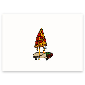 Поздравительная открытка с принтом ПИЦЦА НА ШАВЕРМЕ , 100% бумага | плотность бумаги 280 г/м2, матовая, на обратной стороне линовка и место для марки
 | food | pizza | еда | пицца | скейтборд | шаверма | шаурма