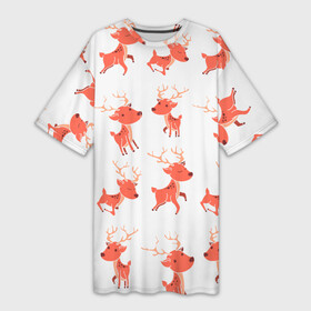 Платье-футболка 3D с принтом Милый олень ,  |  | deer | sweet | дудлинг | звери | зверь | милое | милый | мульт | мультик | мультяшка | оленёнок | олени | олень | текстуры | фон