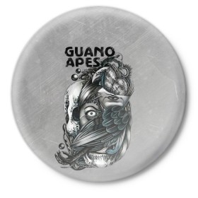 Значок с принтом Guano Apes ,  металл | круглая форма, металлическая застежка в виде булавки | guano apes | offline | open your eyes | proud like a god | rock | sandra nasiс | альтернатива | альтернативный рок | музыка | рок | рок квартет | сандра насич