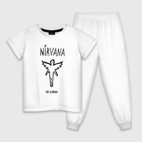 Детская пижама хлопок с принтом Nirvana In utero , 100% хлопок |  брюки и футболка прямого кроя, без карманов, на брюках мягкая резинка на поясе и по низу штанин
 | in utero | nirvana | nirvana in utero | smile | курт кобейн | нирвана | нирвана in utero