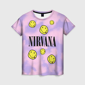 Женская футболка 3D с принтом NIRVANA , 100% полиэфир ( синтетическое хлопкоподобное полотно) | прямой крой, круглый вырез горловины, длина до линии бедер | in utero | nevermind | nirvana | nirvana in utero | nirvana logo | smile | курт кобейн | нирвана | нирвана in utero | нирвана лого