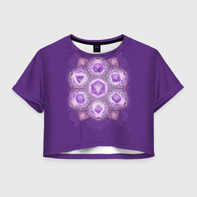 Женская футболка Crop-top 3D с принтом DnD Dices - Lavander , 100% полиэстер | круглая горловина, длина футболки до линии талии, рукава с отворотами | dices lavander | dnd | dungeonse dragons | днд | игра | кубик | лаванда