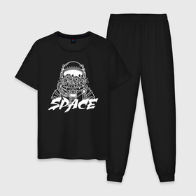 Мужская пижама хлопок с принтом Space , 100% хлопок | брюки и футболка прямого кроя, без карманов, на брюках мягкая резинка на поясе и по низу штанин
 | Тематика изображения на принте: 12 апреля | mars one | nasa | space | астронавт | гагарин | день космонавтики | звезды | илон маск | инопланетянин | королев | космический | космонавт | космос | леонов | марс ван | мкс | наса | насо | нло | п