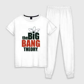 Женская пижама хлопок с принтом Big Bang Theory logo , 100% хлопок | брюки и футболка прямого кроя, без карманов, на брюках мягкая резинка на поясе и по низу штанин | big bang theory | howard wolowitz | leonard hofstadter | penny | raj | sheldon cooper | stuart bloom | vdgerir | воловитц | леонард хофстедер | пэнни | радж | раджешь кутрапалли | тбв | теория большого взрыва | чак лорри | шелдон | шэл