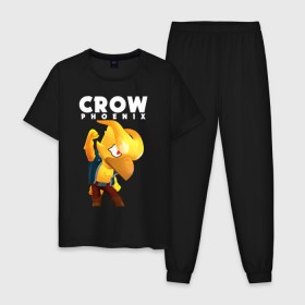 Мужская пижама хлопок с принтом BRAWL STARS CROW PHOENIX , 100% хлопок | брюки и футболка прямого кроя, без карманов, на брюках мягкая резинка на поясе и по низу штанин
 | 