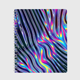 Тетрадь с принтом DIGITAL ABSTRACT , 100% бумага | 48 листов, плотность листов — 60 г/м2, плотность картонной обложки — 250 г/м2. Листы скреплены сбоку удобной пружинной спиралью. Уголки страниц и обложки скругленные. Цвет линий — светло-серый
 | abstraction | geometry | hexagon | neon | paints | stripes | texture | triangle | абстракция | брызги | геометрия | краски | неон | неоновый | соты | текстура