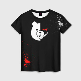 Женская футболка 3D с принтом Monocuma , 100% полиэфир ( синтетическое хлопкоподобное полотно) | прямой крой, круглый вырез горловины, длина до линии бедер | anime | danganronpa | monocuma | аниме | анимэ | данганронпа | манакума | медведь | монокума | мономишка | черный медведь | школа отчаяния