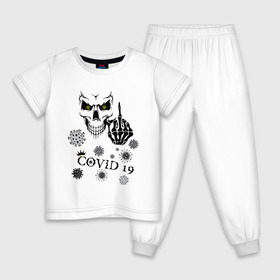 Детская пижама хлопок с принтом FUCK YOU COVID-19 , 100% хлопок |  брюки и футболка прямого кроя, без карманов, на брюках мягкая резинка на поясе и по низу штанин
 | 