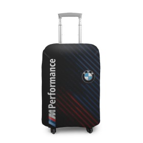 Чехол для чемодана 3D с принтом BMW PERFORMANCE , 86% полиэфир, 14% спандекс | двустороннее нанесение принта, прорези для ручек и колес | bmw | абстракция | авто | автомобиль | бмв | лого | логотип | машина | скорость