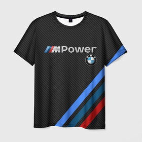 Мужская футболка 3D с принтом BMW POWER CARBON , 100% полиэфир | прямой крой, круглый вырез горловины, длина до линии бедер | bmw | carbon power | абстракция | авто | автомобиль | бмв | карбон | лого | логотип | машина | скорость