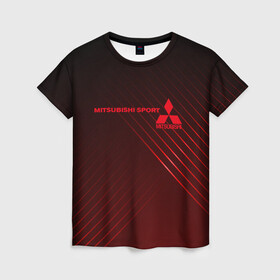 Женская футболка 3D с принтом MITSUBISHI  , 100% полиэфир ( синтетическое хлопкоподобное полотно) | прямой крой, круглый вырез горловины, длина до линии бедер | mitsubishi | sport | авто | автомобиль | лого | логотип | митсубиси | митсубиши | спорт | текстура