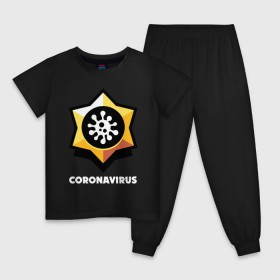 Детская пижама хлопок с принтом BRAWL STARS CORONAVIRUS , 100% хлопок |  брюки и футболка прямого кроя, без карманов, на брюках мягкая резинка на поясе и по низу штанин
 | 