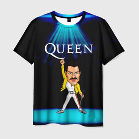 Мужская футболка 3D с принтом Фреди Меркури , 100% полиэфир | прямой крой, круглый вырез горловины, длина до линии бедер | freddie mercury | queen | англия | квин | музака | певец | рок | фреди меркури