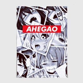 Постер с принтом АХЕГАО , 100% бумага
 | бумага, плотность 150 мг. Матовая, но за счет высокого коэффициента гладкости имеет небольшой блеск и дает на свету блики, но в отличии от глянцевой бумаги не покрыта лаком | ahegao | anime | face | manga | аниме | ахегао | лицо | манга