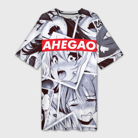 Платье-футболка 3D с принтом AHEGAO photos ,  |  | ahegao | anime | face | manga | аниме | ахегао | лицо | манга