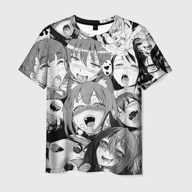 Мужская футболка 3D с принтом АХЕГАО , 100% полиэфир | прямой крой, круглый вырез горловины, длина до линии бедер | ahegao | anime | face | manga | аниме | ахегао | лицо | манга