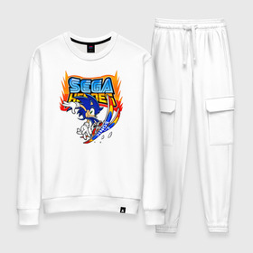 Женский костюм хлопок с принтом Sonic:Sega Heroes , 100% хлопок | на свитшоте круглая горловина, мягкая резинка по низу. Брюки заужены к низу, на них два вида карманов: два 