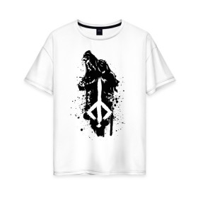 Женская футболка хлопок Oversize с принтом BLOODBORNE , 100% хлопок | свободный крой, круглый ворот, спущенный рукав, длина до линии бедер
 | bloodborne | hunter | знак охотника | охотник | рожденный кровью