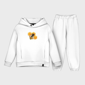 Детский костюм хлопок Oversize с принтом Пчела на соте ,  |  | животные | жужу | мед | насекомое | насекомые | пчела | пчеловод | пчелы | сота | соты