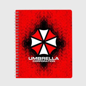 Тетрадь с принтом Umbrella Corporation , 100% бумага | 48 листов, плотность листов — 60 г/м2, плотность картонной обложки — 250 г/м2. Листы скреплены сбоку удобной пружинной спиралью. Уголки страниц и обложки скругленные. Цвет линий — светло-серый
 | game | resident evil 3 | umbrella corporation | амбрелла | амбрелла корпорейшн | военная и фармацевтическая корпорация | игра | игры | умбрелла