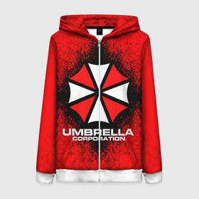 Женская толстовка 3D на молнии с принтом Umbrella Corporation , 100% полиэстер | длина до линии бедра, манжеты и пояс оформлены мягкой тканевой резинкой, двухслойный капюшон со шнурком для регулировки, спереди молния, по бокам два кармана | game | resident evil 3 | umbrella corporation | амбрелла | амбрелла корпорейшн | военная и фармацевтическая корпорация | игра | игры | умбрелла