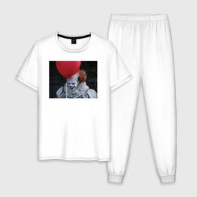 Мужская пижама хлопок с принтом Pennywise with a Red Ball , 100% хлопок | брюки и футболка прямого кроя, без карманов, на брюках мягкая резинка на поясе и по низу штанин
 | it | pennywise | vdosadir | андрес мускетти | оно | пеннивайз